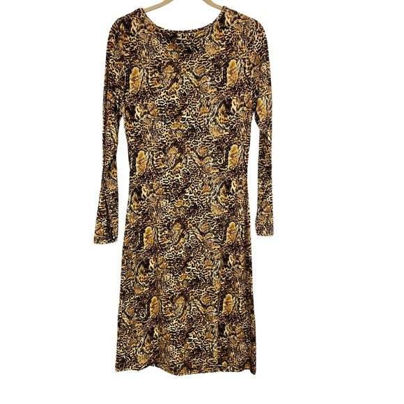 Smashed Lemon Crew Neck Faux Wrap Dress Size 8 Yellow and black - Picture 2 of 12